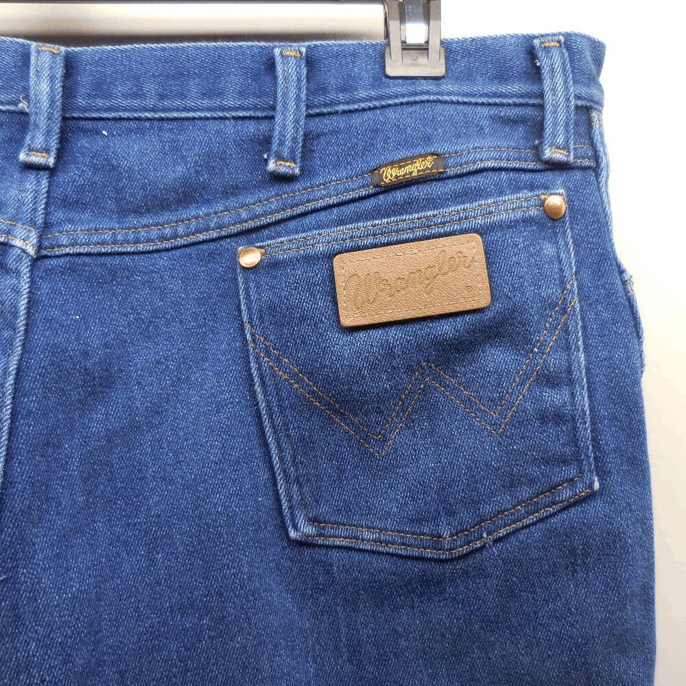 WRANGLER MEN BLUE JEANS 42x30 (40x27) 947STR VINTAGE USA MADE BOOTCUT DENIM DARK